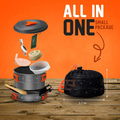 Portable Outdoor Camping Cookware Set with Stove