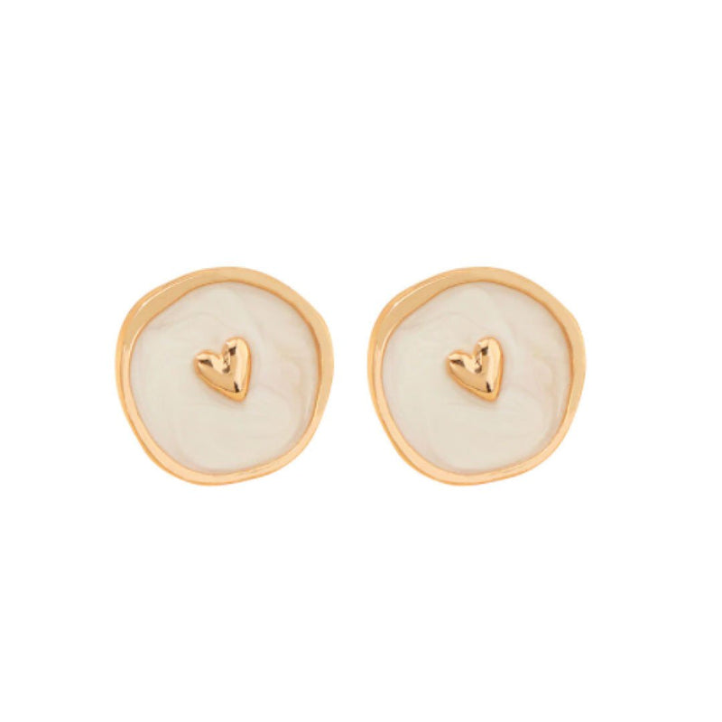 Modern Heart White Earrings